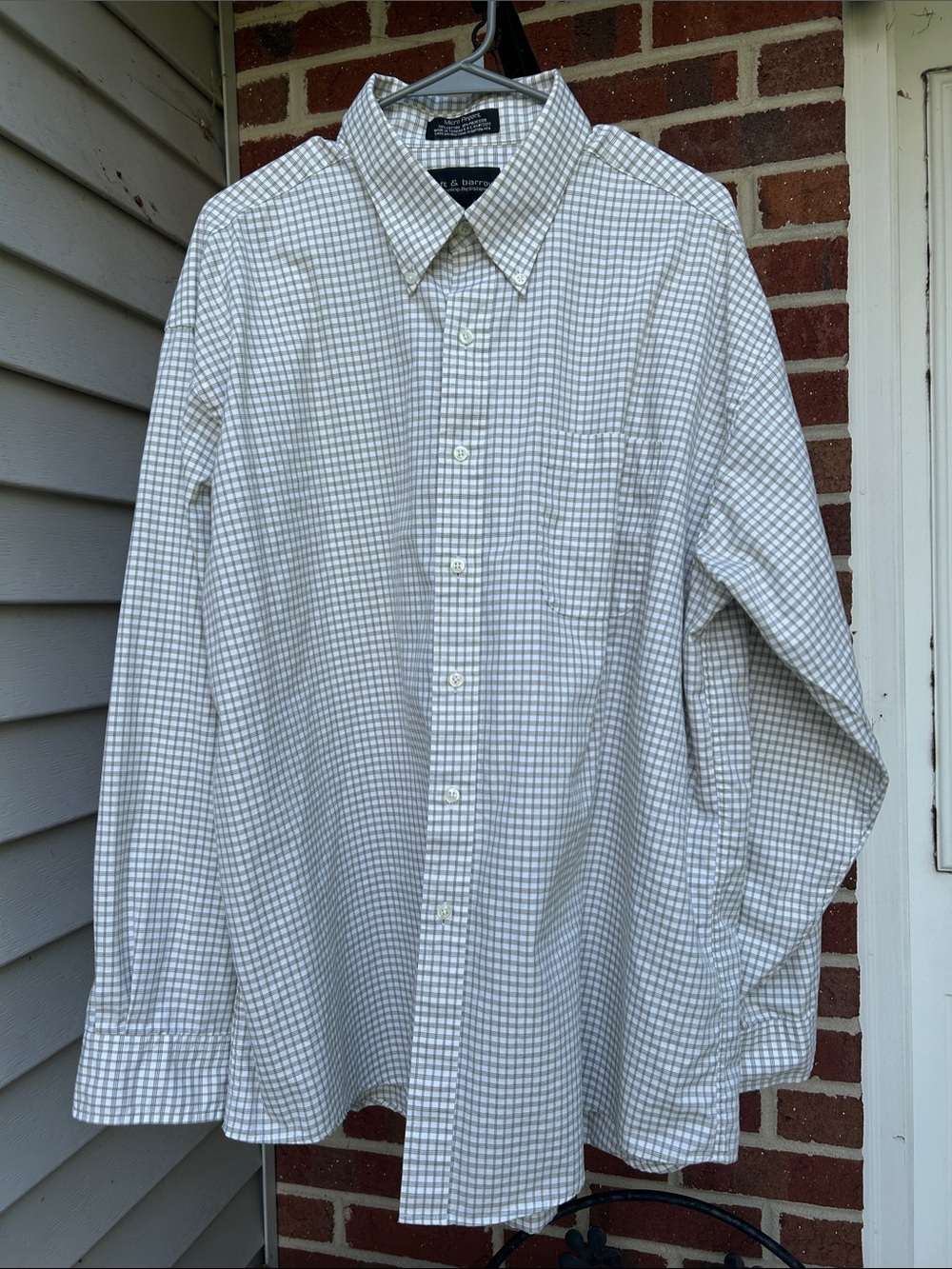 Croft and Barrow Khaki Green and White Checked Button-Down Shirt 18/34